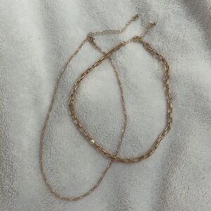 2 gold chain necklaces for layering